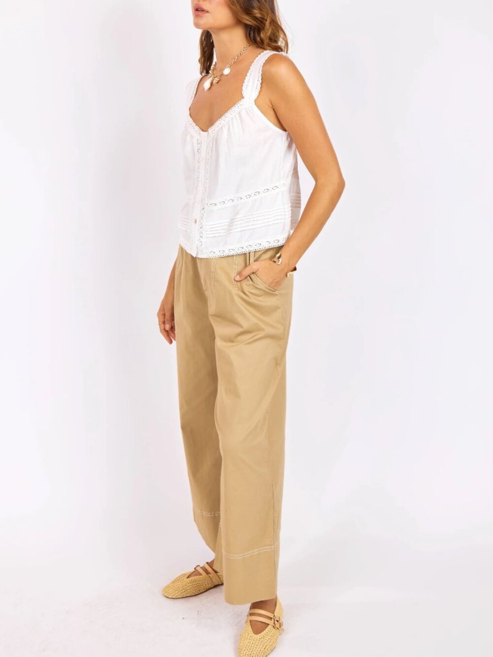 Sage The Label Seedling Contrast Stitch Pants High waist wide leg Small - Picture 3 of 16